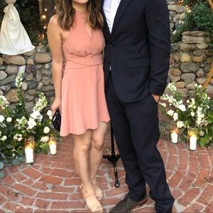 Lulus blush halter skater dress